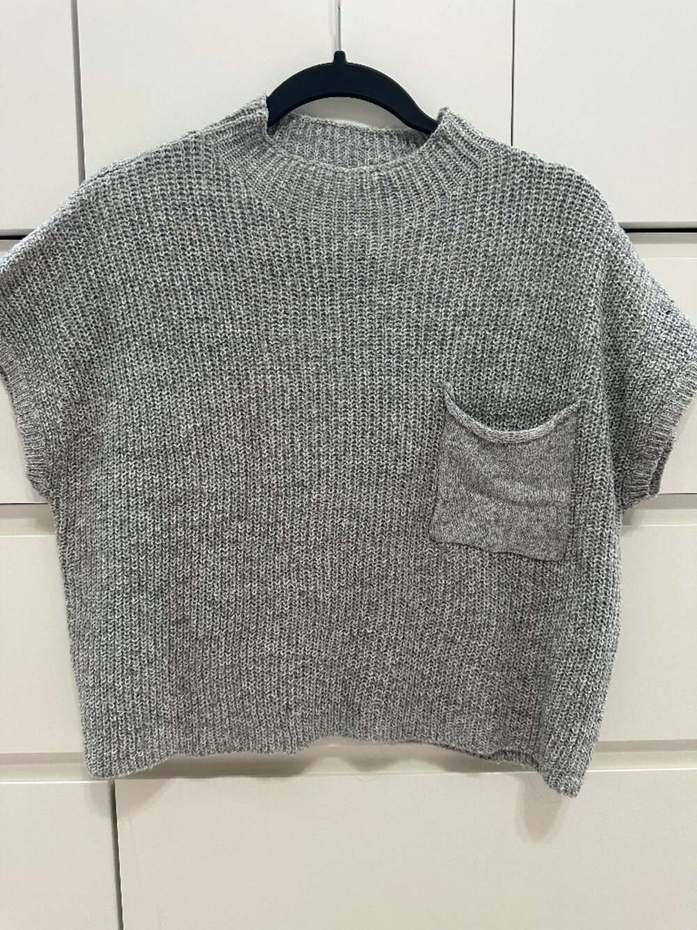 Sweet Generis Gray Oversized Knit Sweater Vest Top S